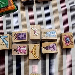 Set of 8 Princess Themed Wooden Rubber Stamps (wrinkled)